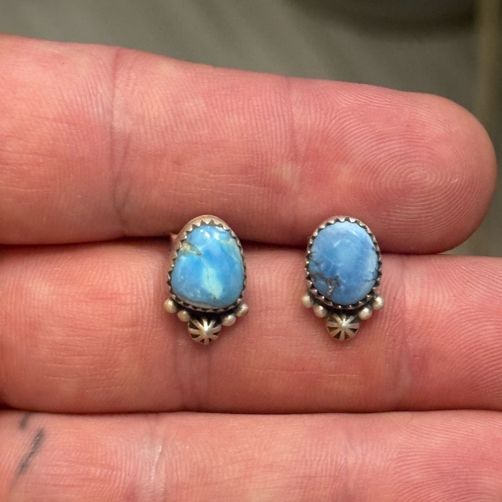 STERLING SILVER NATIVE SOUTHWEST GOLDEN HILLS TURQUOISE CONCHO STUDS .925